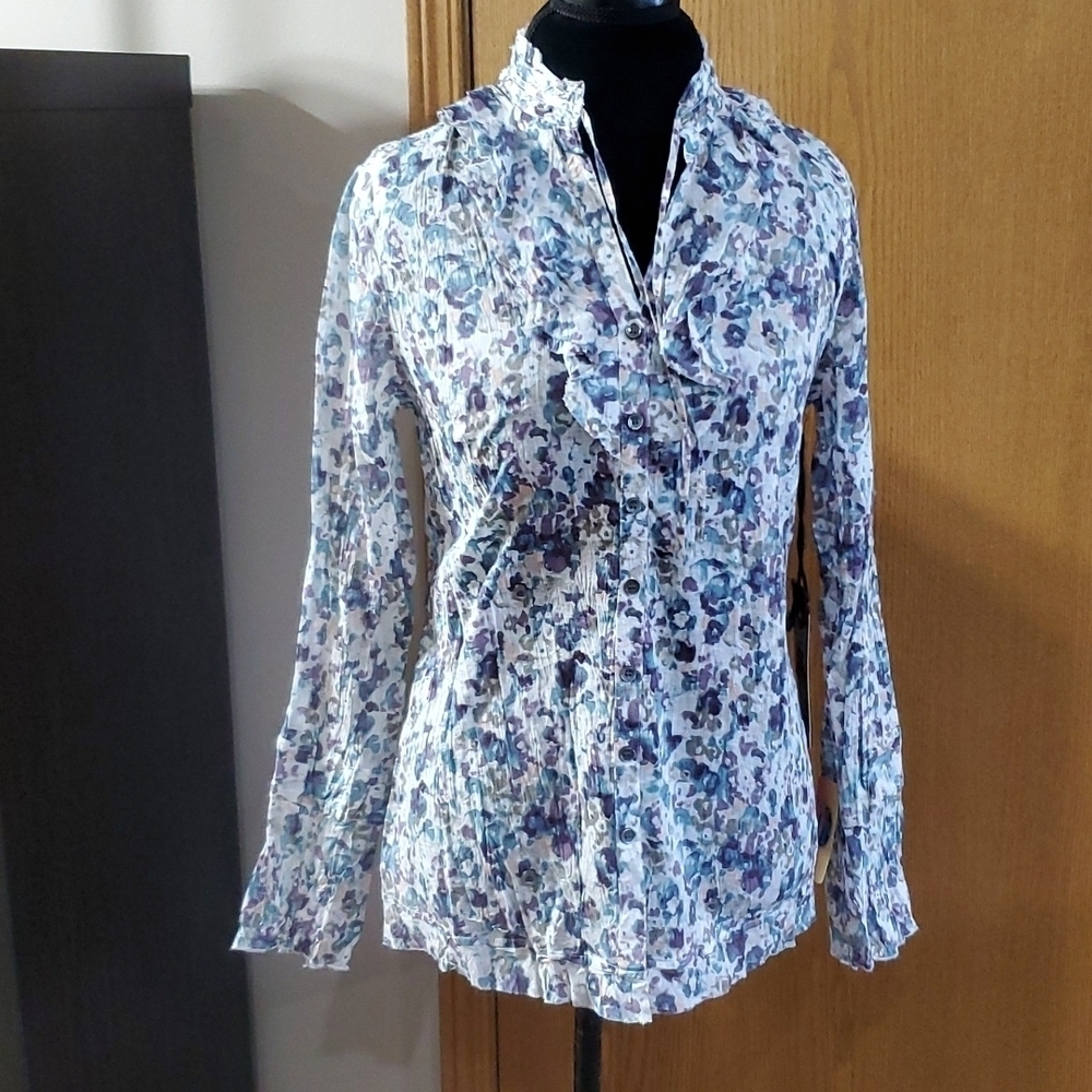 Nwt 2oh Threads cotton ruffle bell cuff tunic top